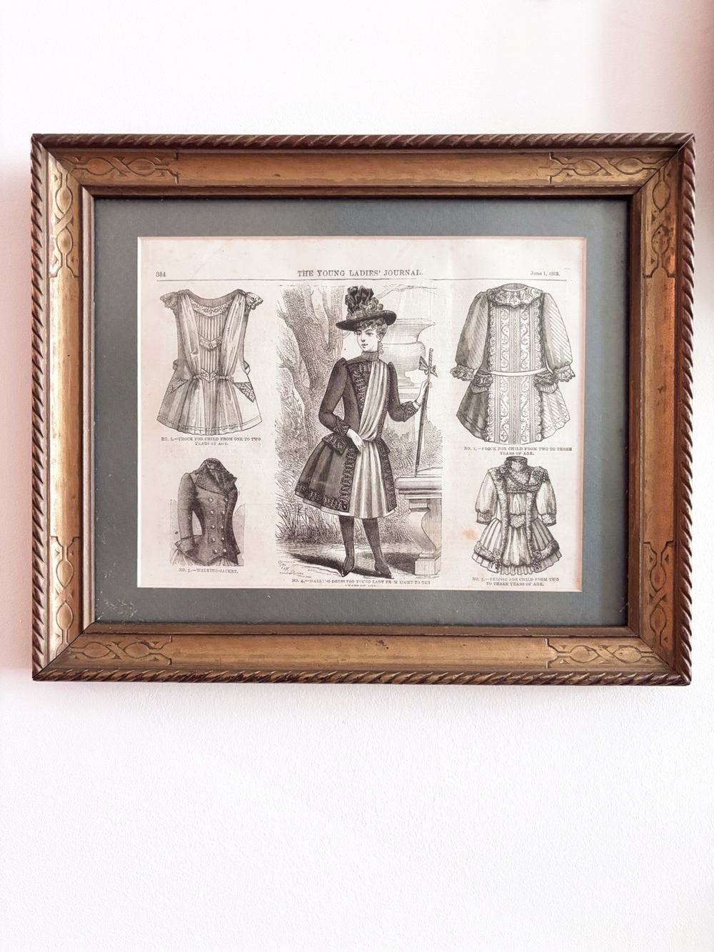 Framed 1883 Young Ladies Journal Fashion Page | Victorian Fashion Print